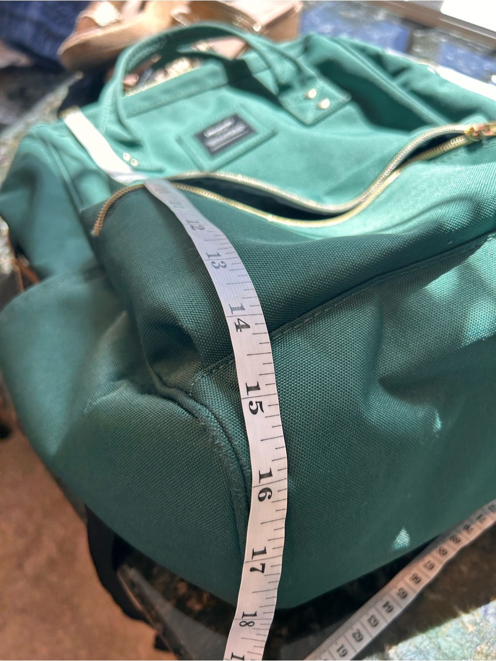 Himawari Laptop Backpack. Large USB charger. Travel. Work. School. Gold details. - Picture 11 of 12